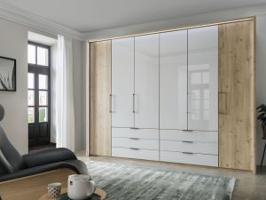 Гардероб Monaco 2000 с 6 чекмеджета, фронт стъкло - 300см