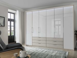 Гардероб Monaco 2000 с 6 чекмеджета, фронт стъкло - 300см