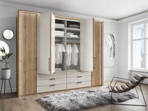 Гардероб Monaco 2000 с 6 чекмеджета, фронт стъкло - 300см