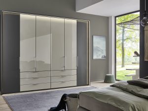 Гардероб Monaco 2000 с 6 чекмеджета, фронт стъкло - 300см